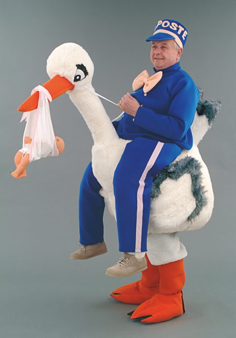 Stork with baby