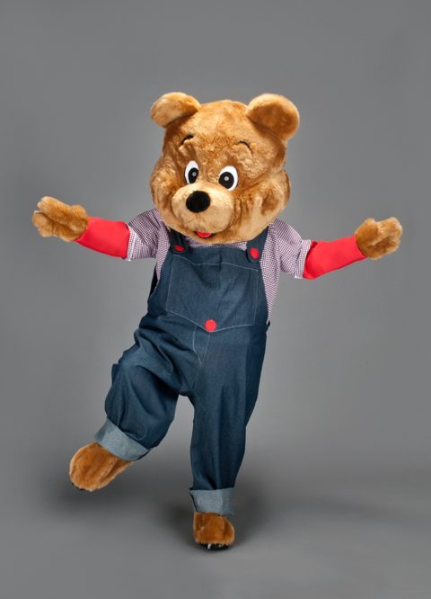 Bear in dungarees