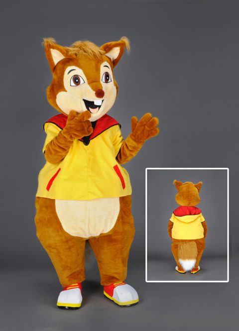 Squirrel in yellow jumper